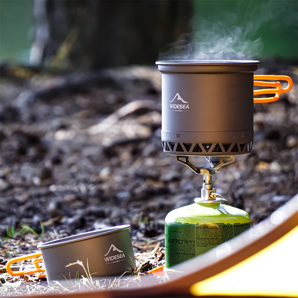 Widesea Camping Cookware Set – 1.3L & 2.3L Pots with Kettle for Outdoor Cooking
